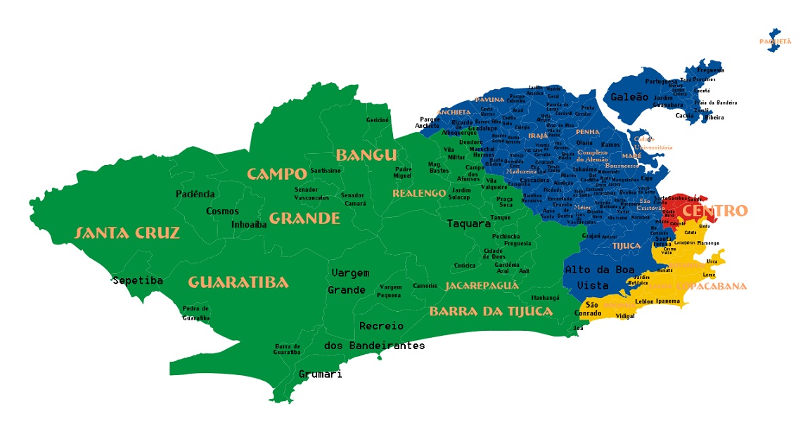 Milhões de histórias cabem nesse horizonte (zona oeste destacada de verde), mas poucas chegam a ser contadas.